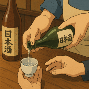 日本酒を注ぐシーン