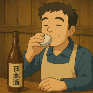 マナー良く日本酒を飲むシーン