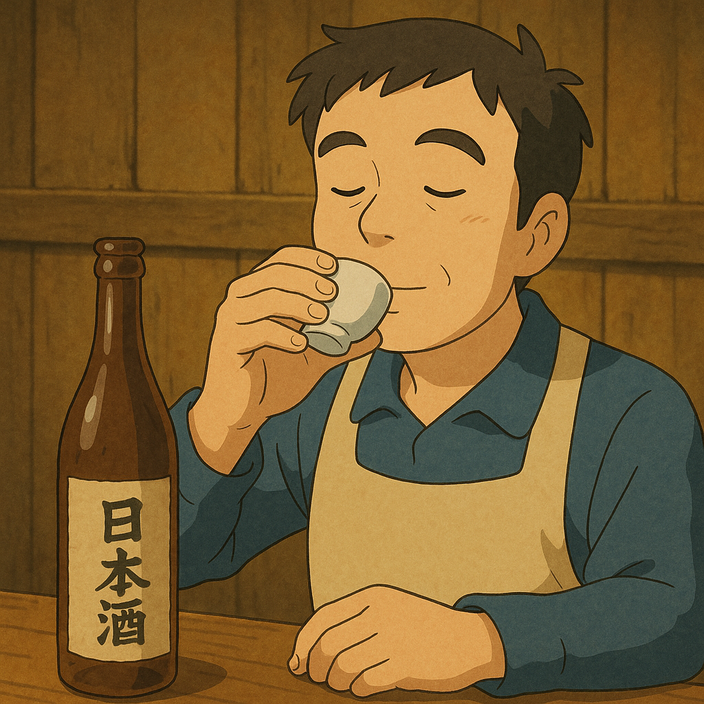 マナー良く日本酒を飲むシーン