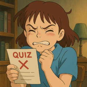 クイズに失敗して悔しがる女性