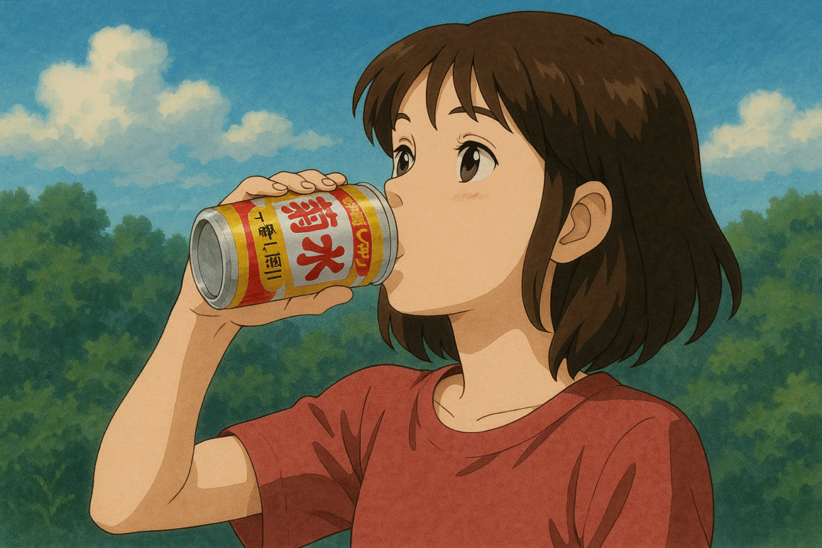 菊水ふなぐちを飲む女性